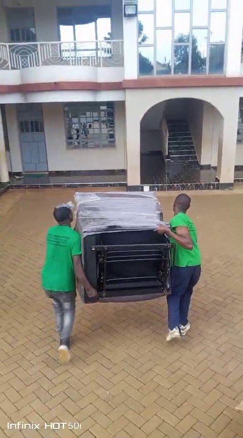 Office furniture being handled during an office relocation